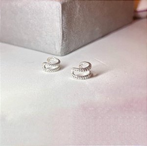 Piercing Fake 2 Aros Cravejado com Zircônias