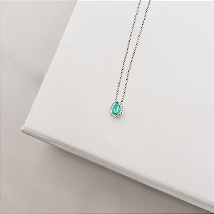 Colar zircônia gota acqua com cravejado