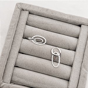 Argola click 12mm pingentes elo oval liso e cravejado
