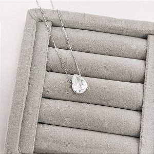 Colar zircônia gota cristal 14x10mm 45cm