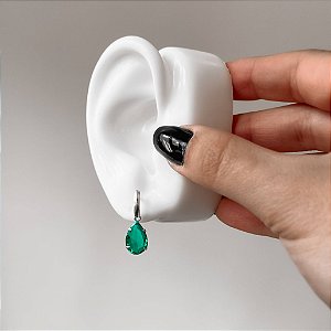 Brinco base com zircônia gota acqua 12mm