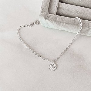 Pulseira pingente medalha São Bento corrente cadeado
