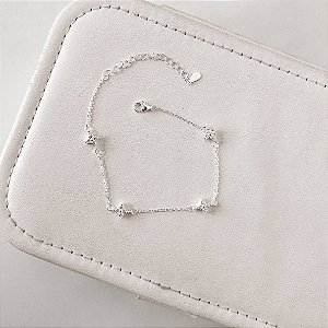 Pulseira entremeio trevos cravejados 6mm