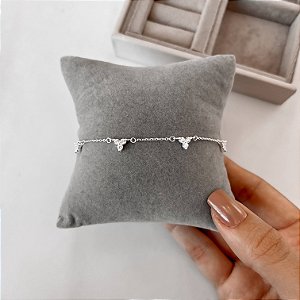 Pulseira entremeios 3 zircônias 6mm