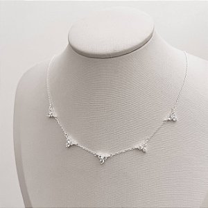 Colar entremeios 3 zircônias 6mm 40+5cm