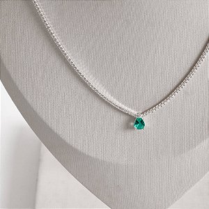 Colar Riviera 1.7 com zircônia gota acqua 7mm 40+5cm