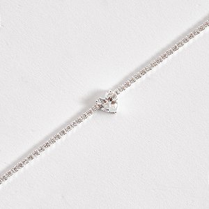 Pulseira Riviera 2.1 com zircônia coração cristal 16+4cm