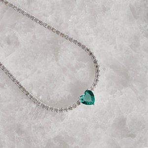 Pulseira Riviera 2.1 com zircônia coração acqua 16+4cm