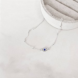 Pulseira entremeios olho grego 12mm com bolas