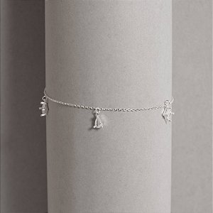 Pulseira pingentes zircônias losango e gota 6mm 16+4cm