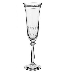 Taça de cristal para champanhe com detalhes prateados - 1 pç