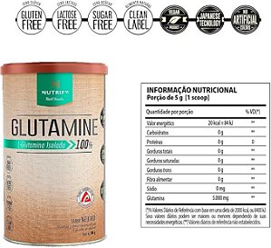 Glutamine L-Glutamina Isolada Neutro Nutrify 500g