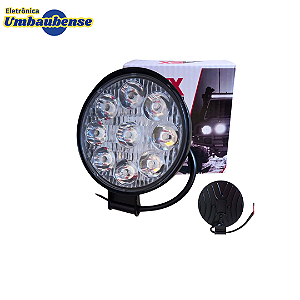 Farol de Led Redondo 27w 9 Leds (Entrega só na Loja Física)