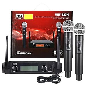 Microfone duplo Sem Fio UHF-520M (Entrega só na Loja Física)
