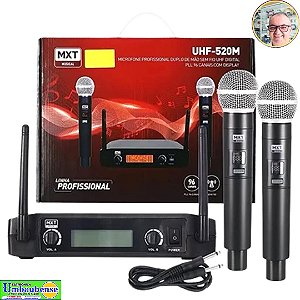 Microfone duplo Sem Fio UHF-520M  (Entrega só na Loja Física)