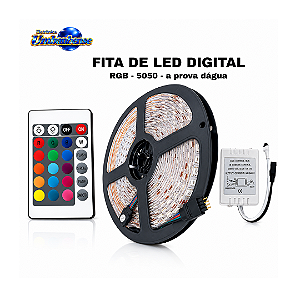 Fita de LED RGB 5050 5 Metros com Controle Remoto | Pronta Entrega em Umbaúba