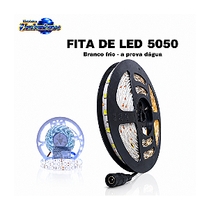 Fita de LED 5050 Branco Frio 6500K 5 Metros IP65 | Pronta Entrega em Umbaúba