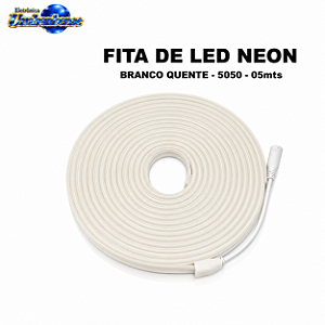 Fita de LED Neon 12V Branco Quente 5 Metros | Pronta Entrega em Umbaúba