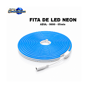 Fita de LED Neon 12V Azul 5 Metros | Pronta Entrega em Umbaúba