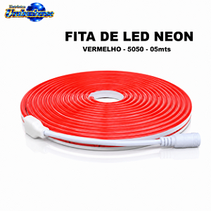 Fita de LED Neon 12V Vermelho 5 Metros | Pronta Entrega em Umbaúba