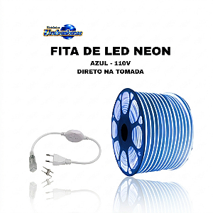 Fita de LED Neon Flex Azul 25 Metros 110V IP65 | Pronta Entrega em Umbaúba