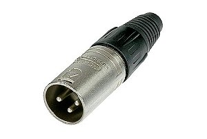 Conector XLR Macho de Linha Neutrik NC3MX Prata 3 Polos