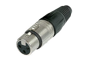 Conector XLR Fêmea de Linha Neutrik NC3FX Prata 3 Polos