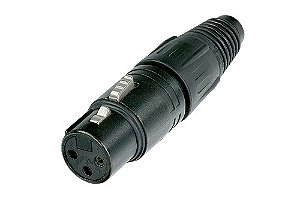 Conector XLR Fêmea de Linha Neutrik NC3FX Preto 3 Polos