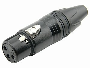 Conector XLR Fêmea de Linha Mxt C30FN3B Preto 3 Polos