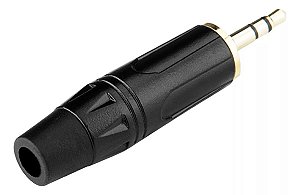 Conector P2 Estereo Mxt Pro Series Preto com a Ponta Dourada