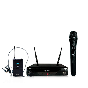 Microfone sem Fio Kadosh K412C Duplo Mão e Head Set UHF