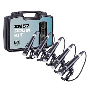 Kit de Microfones para Bateria AZ Áudio ZM57-KIT com Maleta