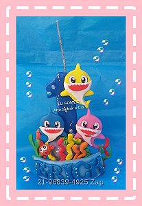 Topo de bolo Baby Shark-Vela