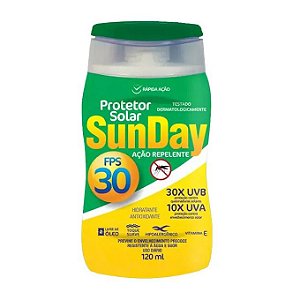 Protetor Solar FPS30 Com Repelente Sunday 120 ml