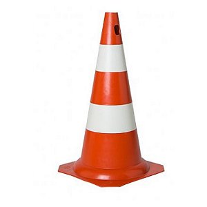 Cone Sinalização 75cm Altura Pvc Rígido Laranja com Branco Plastcor