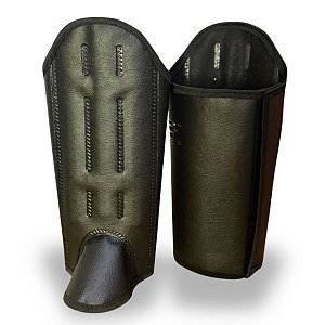 Perneira Caneira Couro Ecológico Bidim 3 Talas com Velcro S-004-A Promaster CA27299
