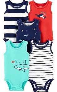 Kit 5 Peças Regatas Animais do Mar