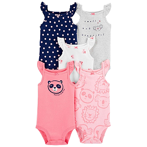 Kit com 5 Peças Regatas Panda e Coala