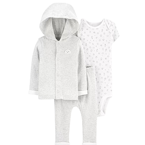 Trio com Body Manga Curta e Blusa com Capuz
