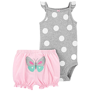Kit com 2 Peças Body com Alças de Bolinhas e Shorts