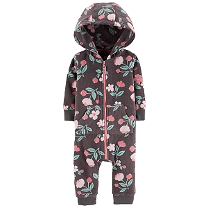 Jumpsuit Fleece com Gorro Florido