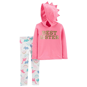 Kit com 2 Peças Moletom com Gorro Dino