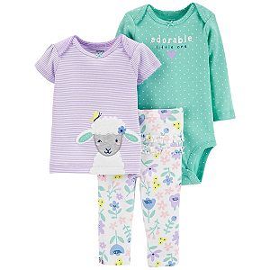 Trio com Body Manga Longa e Camiseta Ovelha