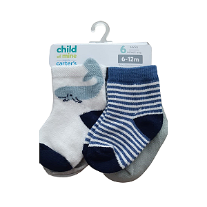 Kit 6 Pares de Meias Baleia 6-12m