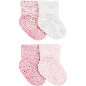 KIT 4 PARES DE MEIA CHENILLE ROSA 12-24M