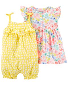 Conjunto Verão 3 Peças Amarelo e Floral