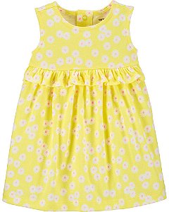 Vestido com Tapa Fraldas Flores Amarelas