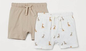 Kit 2 Bermudas de Algodão Girafas