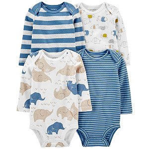 Kit Body 4 Peças Manga Longa Elefante