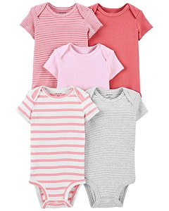 Kit Body 5 Peças Listrado Rosa